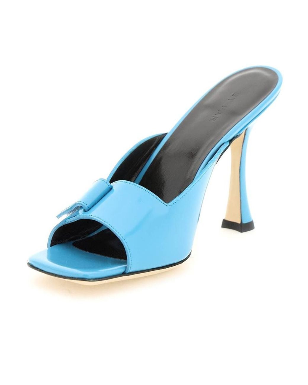 By Far Blue Squared-Toe Stiletto Heel Sandals