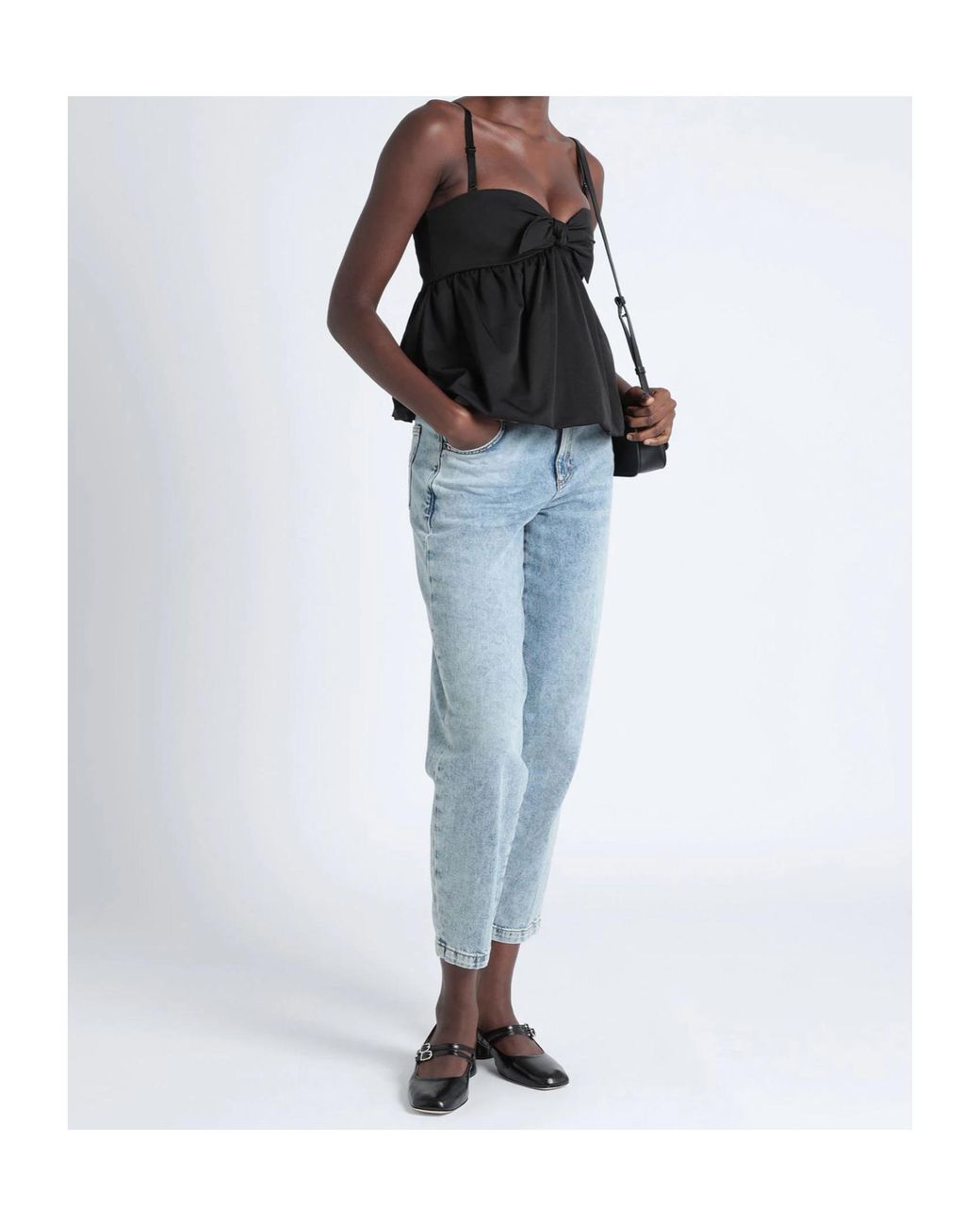 MAX&Co. Black Deep V Neck Strap