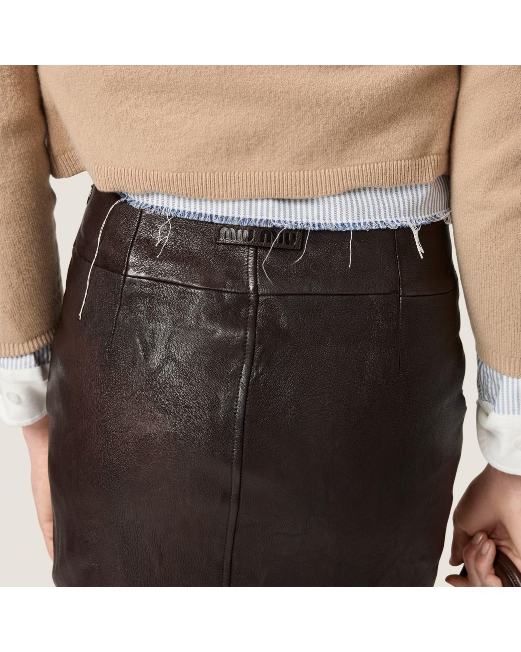 Miu Miu Brown Leather Skirt