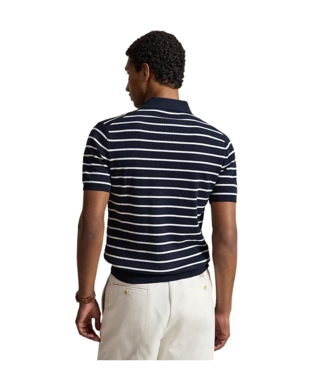 Polo Ralph Lauren Blue Knitted Short Sleeve Polo Shirt for men