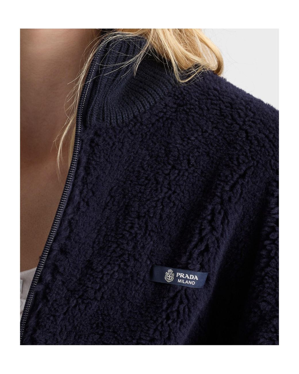 Prada Blue Fleece Bomber Jacket