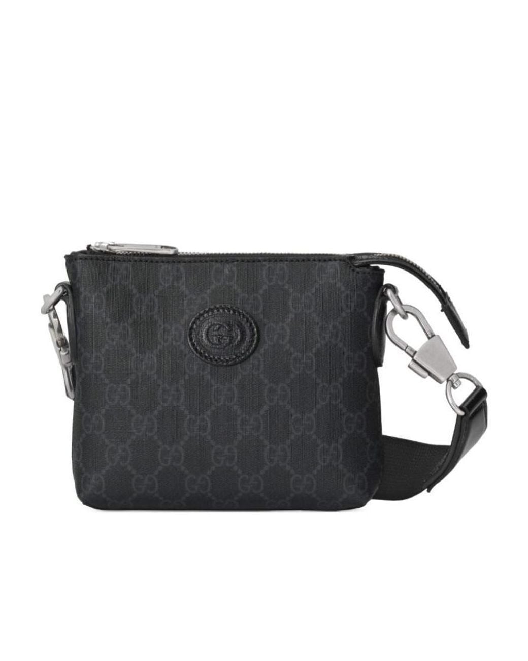 Gucci Black Gg Supreme Zipped Messenger Bag for men