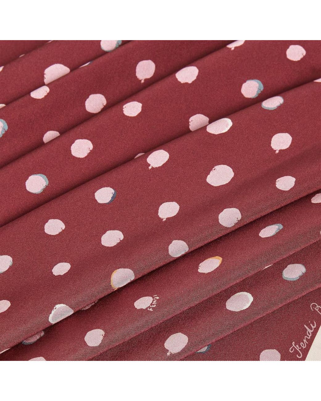 Fendi Red Falena Dots Printed Square Scarf