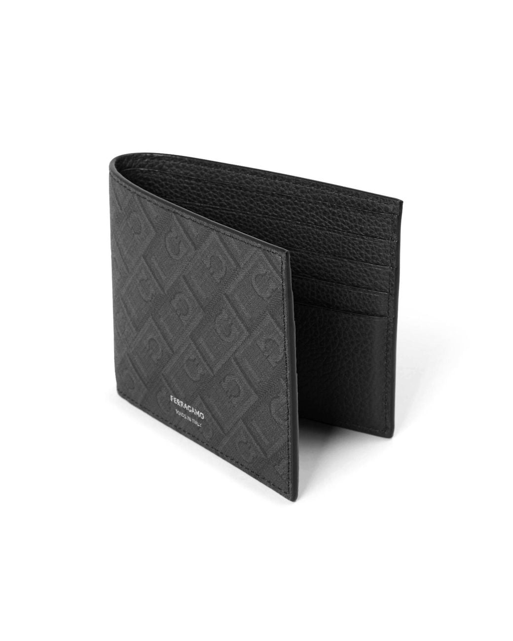 Ferragamo Gray Embossed Bifold Wallet for men