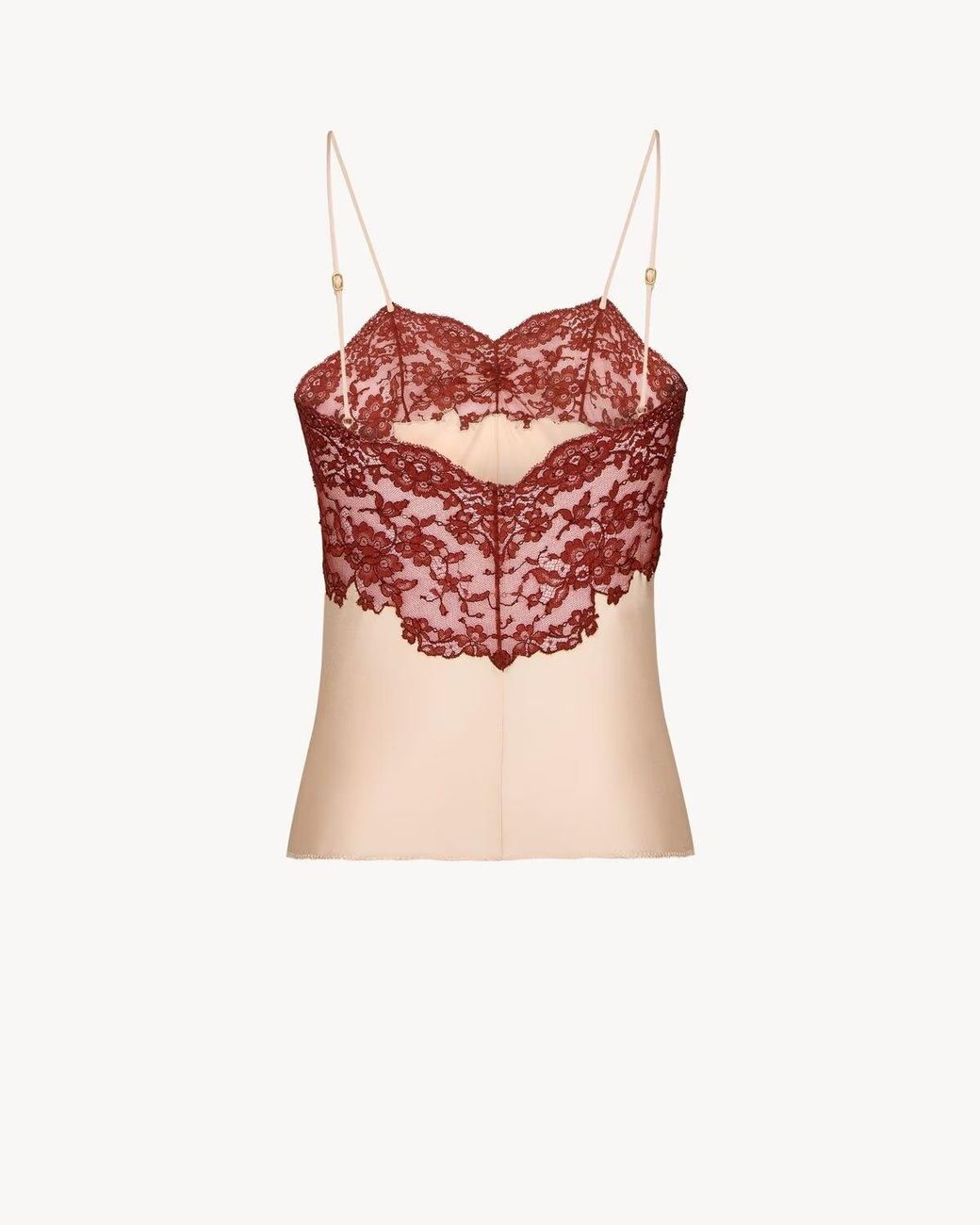 Saint Laurent Red Lace V-Neck Camisole
