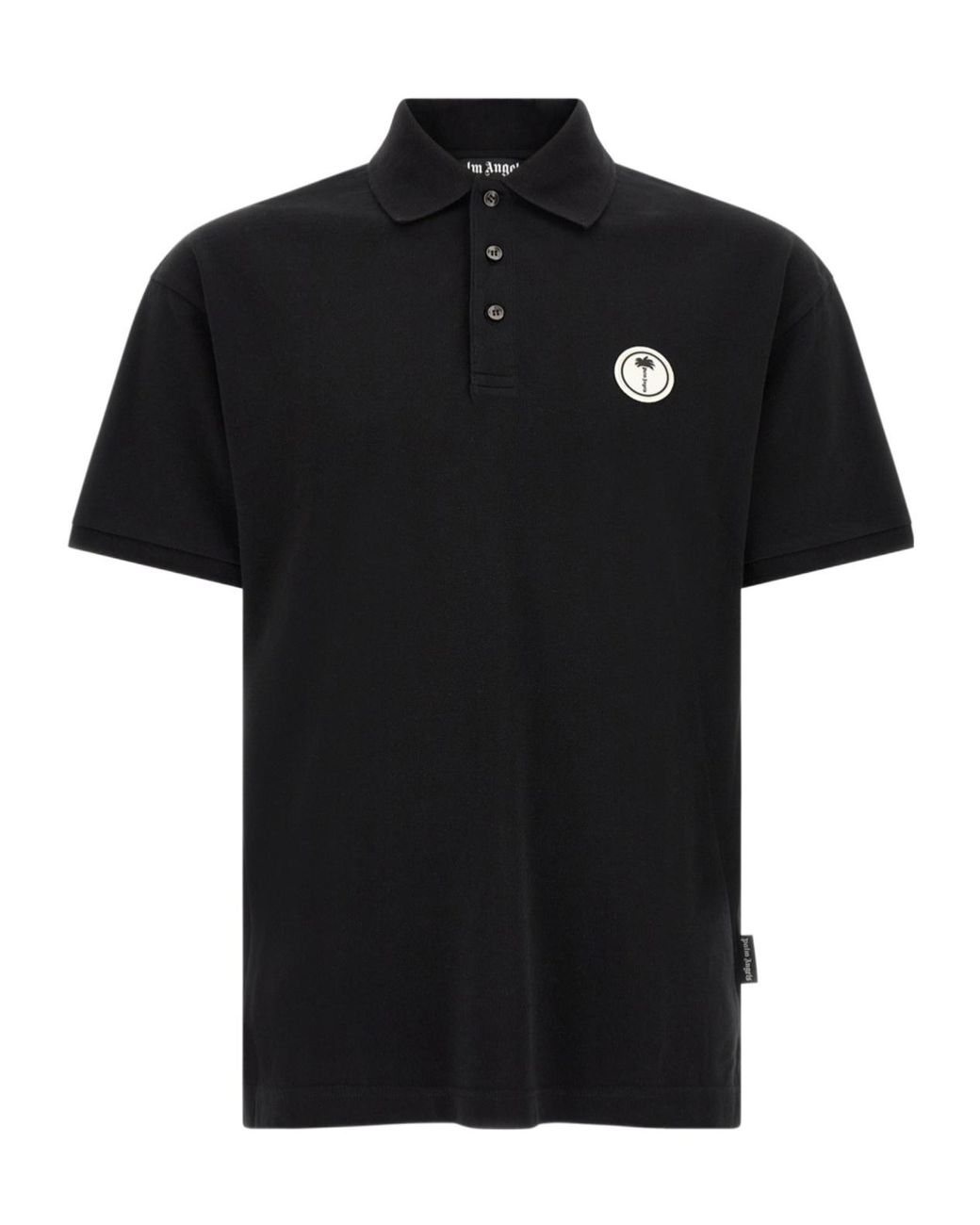 Palm Angels Black Logo Patch Polo Shirt for men