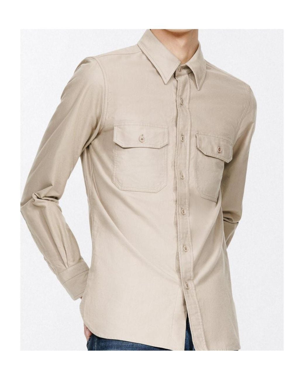 Tom Ford Natural Military Patch-Pocket Shirt for men