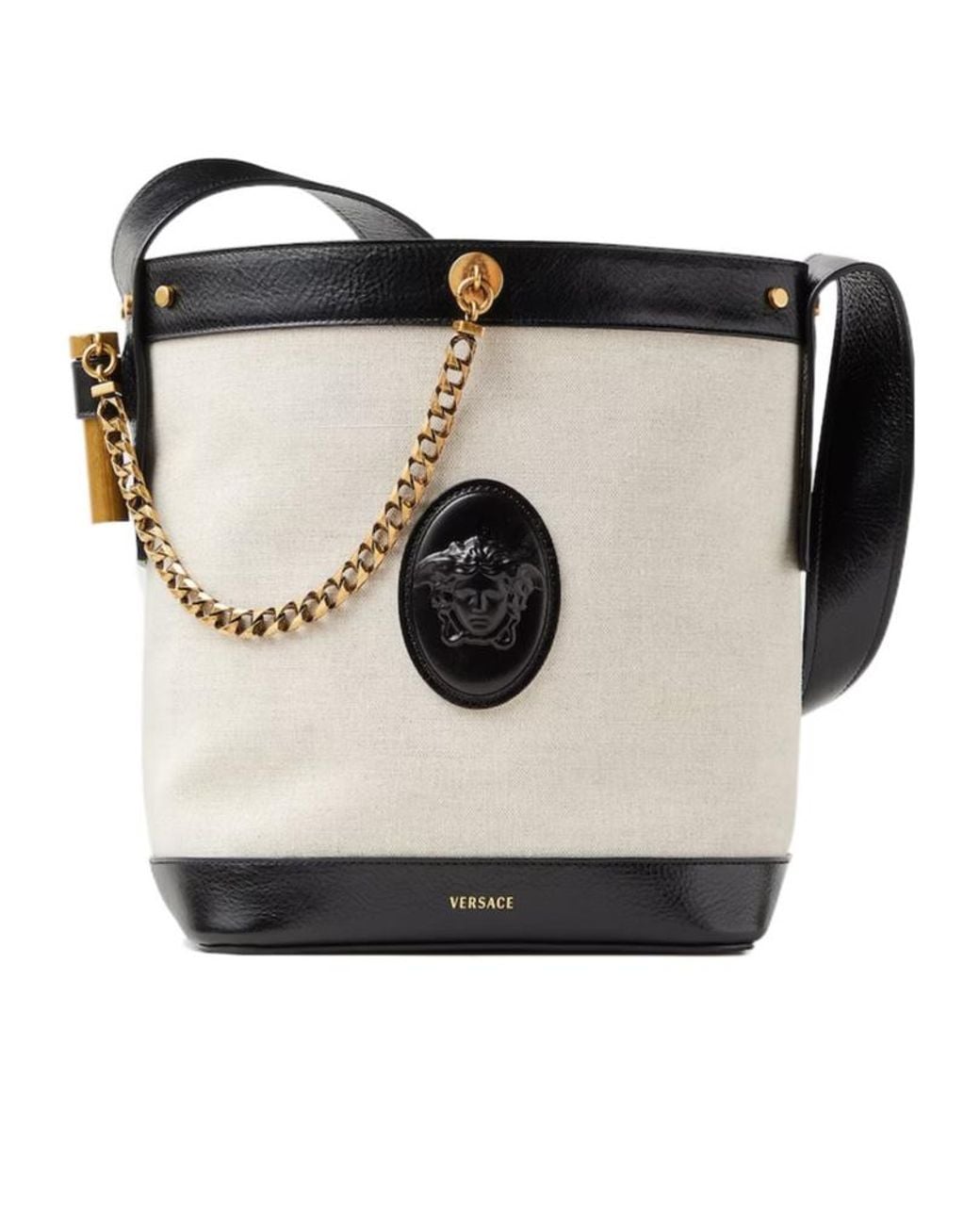 Versace Black Pivot Small Chain Shoulder Bag