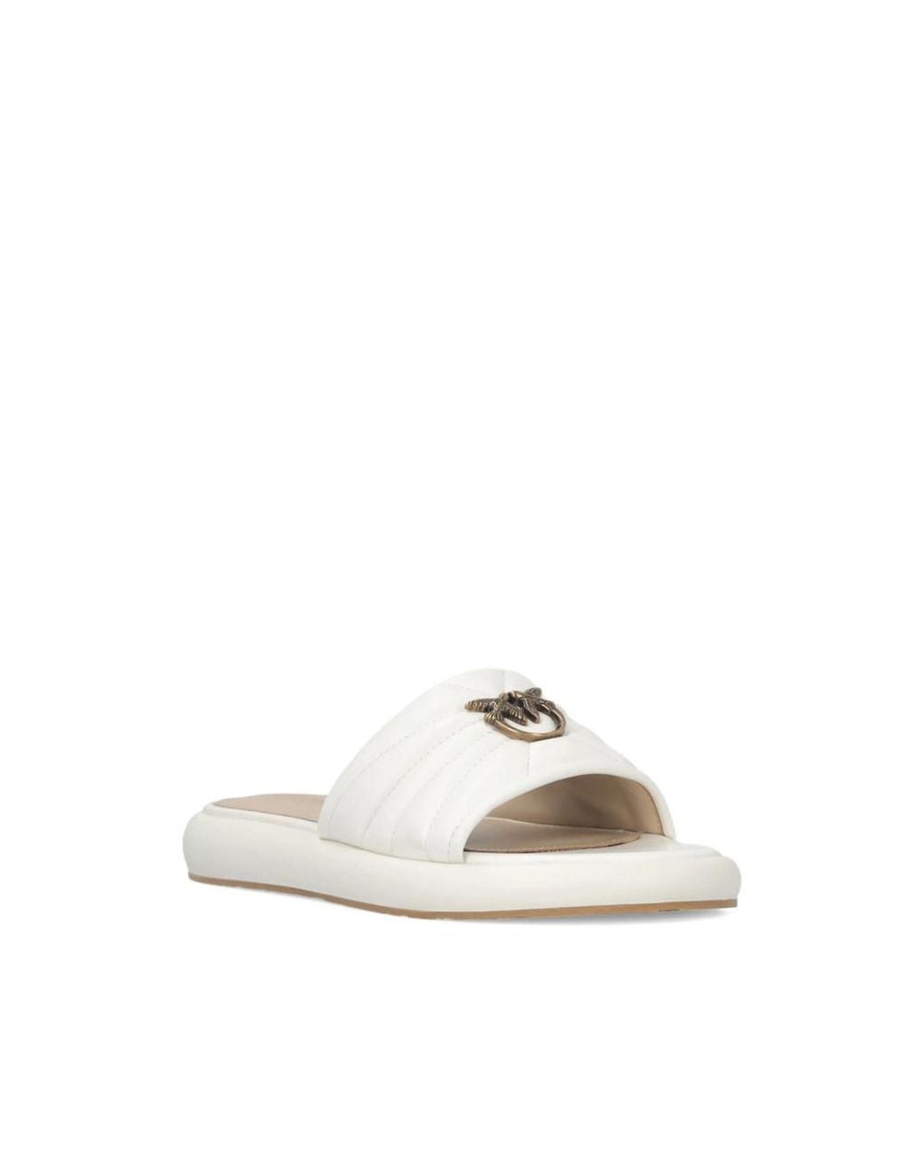 Pinko White Fiona 03 Logo Appliqué Slippers