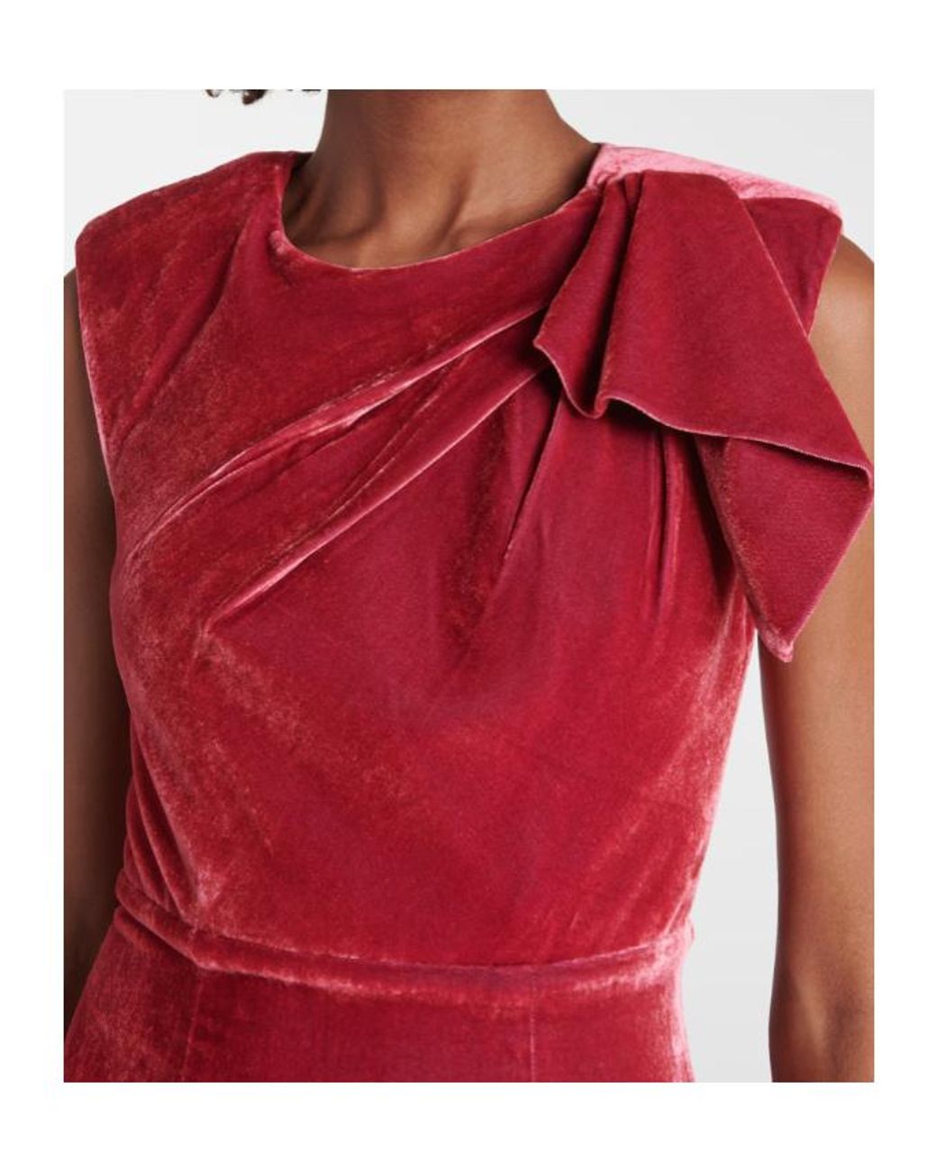 Roland Mouret Red Bow-Detail Velvet Maxi Dress