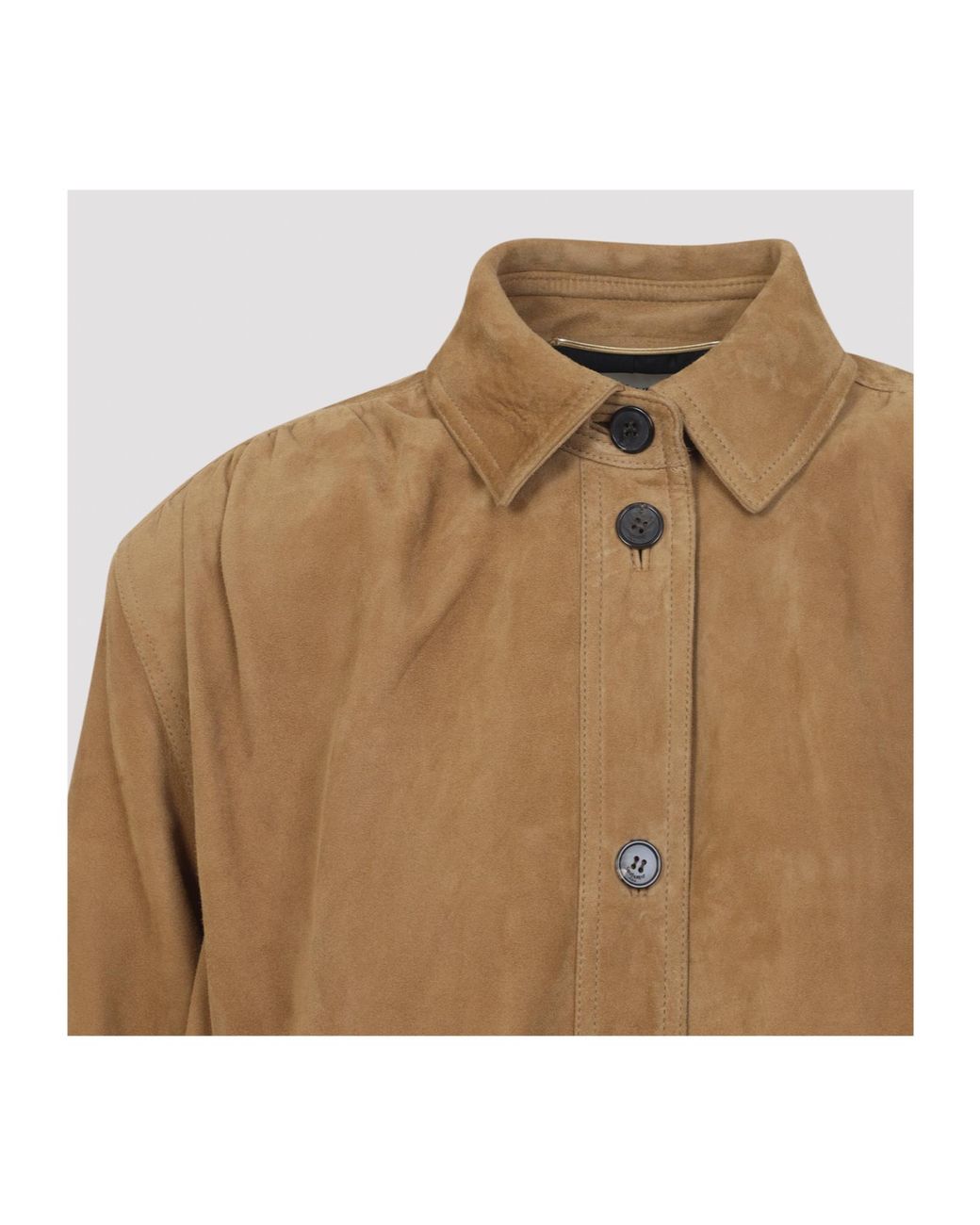 Saint Laurent Natural Button-Up Long-Sleeved Jacket