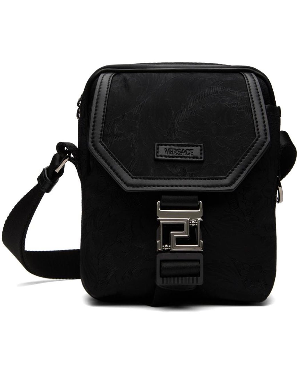 Versace Black Jacquard Shoulder Strap Messenger Bag for men