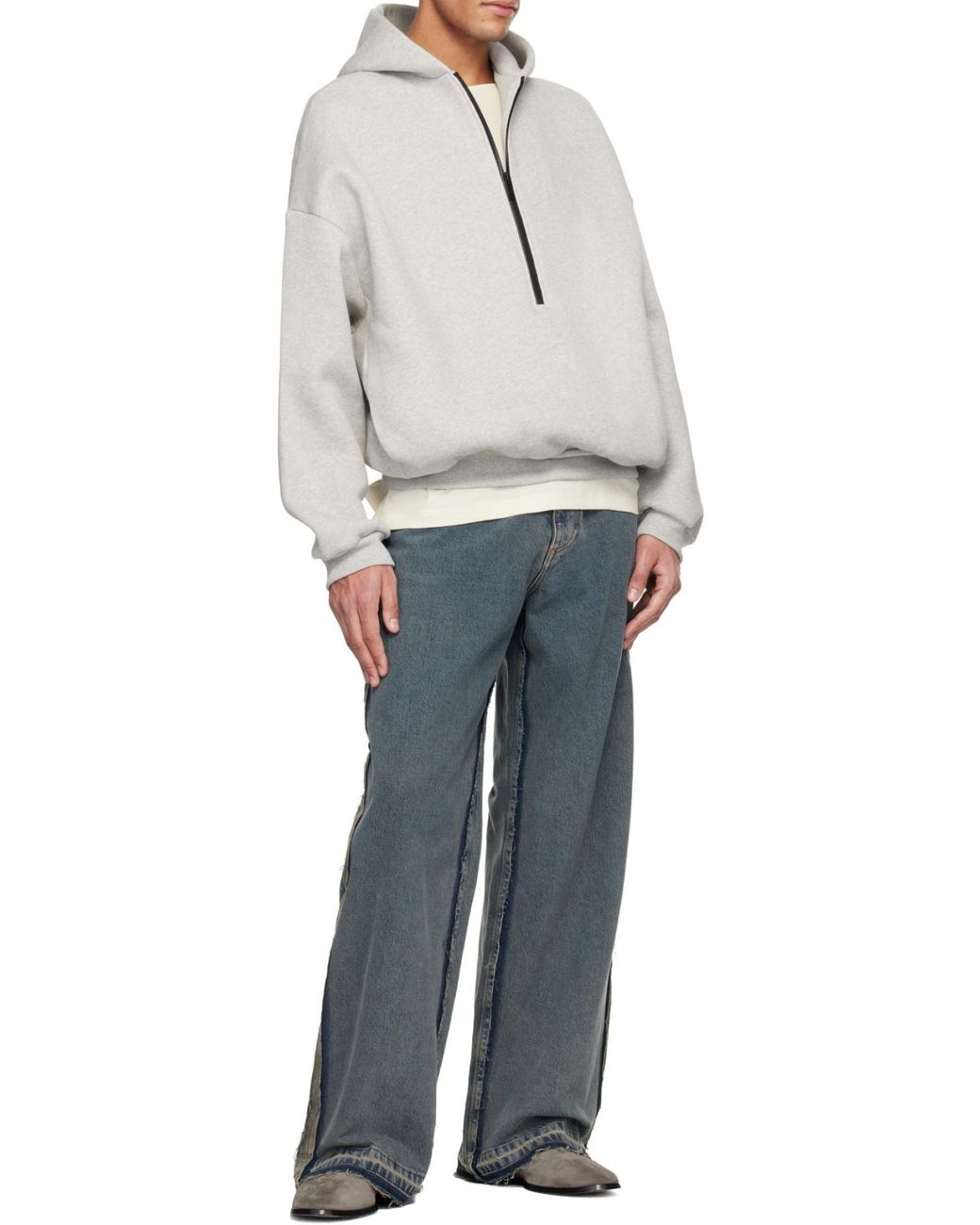 Fear Of God Gray Athletic Half Zip Hoodie for men