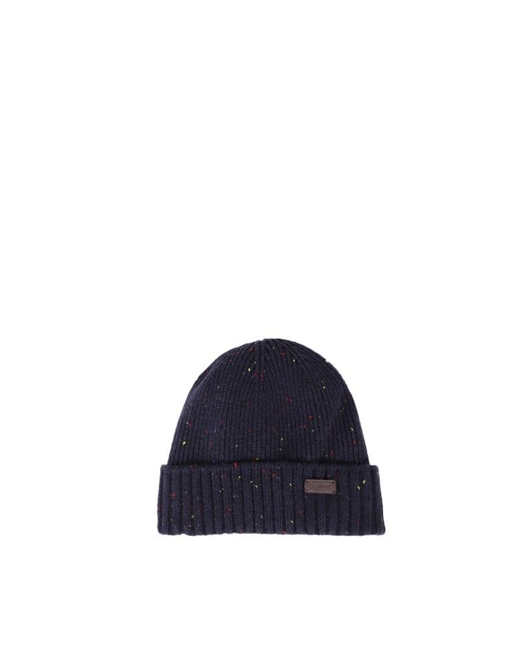 Barbour Blue Logo Knit Beanie for men