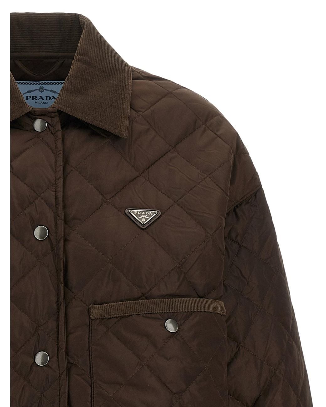 Prada Brown Lightweight Re-Nylon Cropped Blouson Jacket