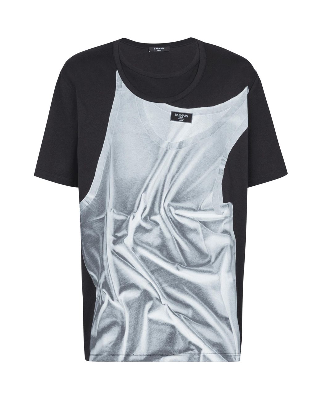 Balmain Black T-Shirt With Tank Top Print for men