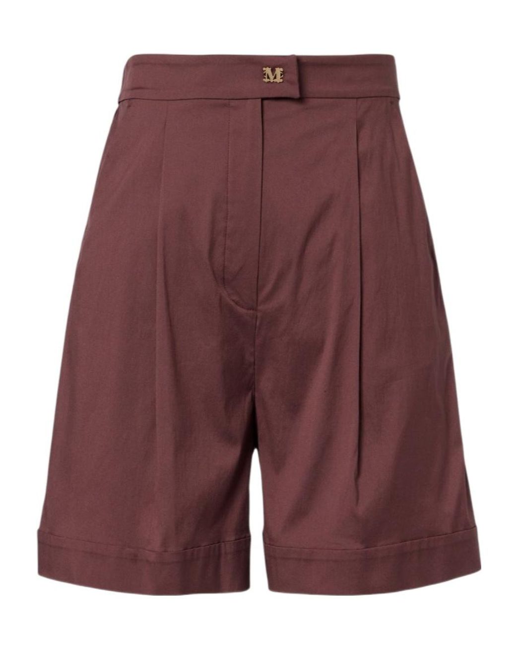 Max Mara Purple Logo-Plaque Pleated Shorts