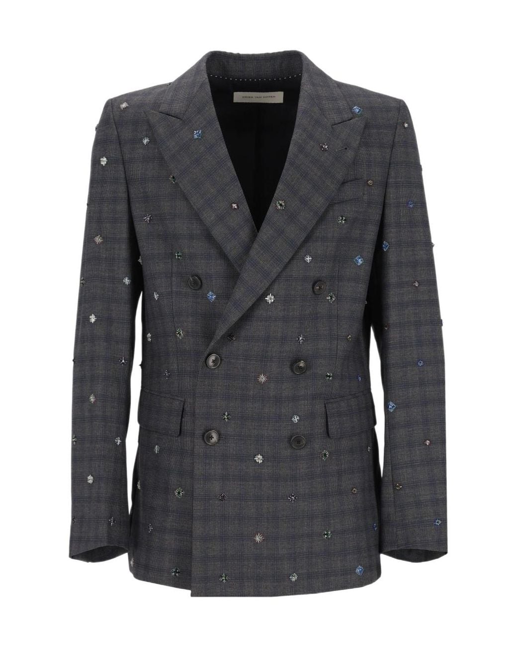 Dries Van Noten Black Embroidered Wool Blazer for men