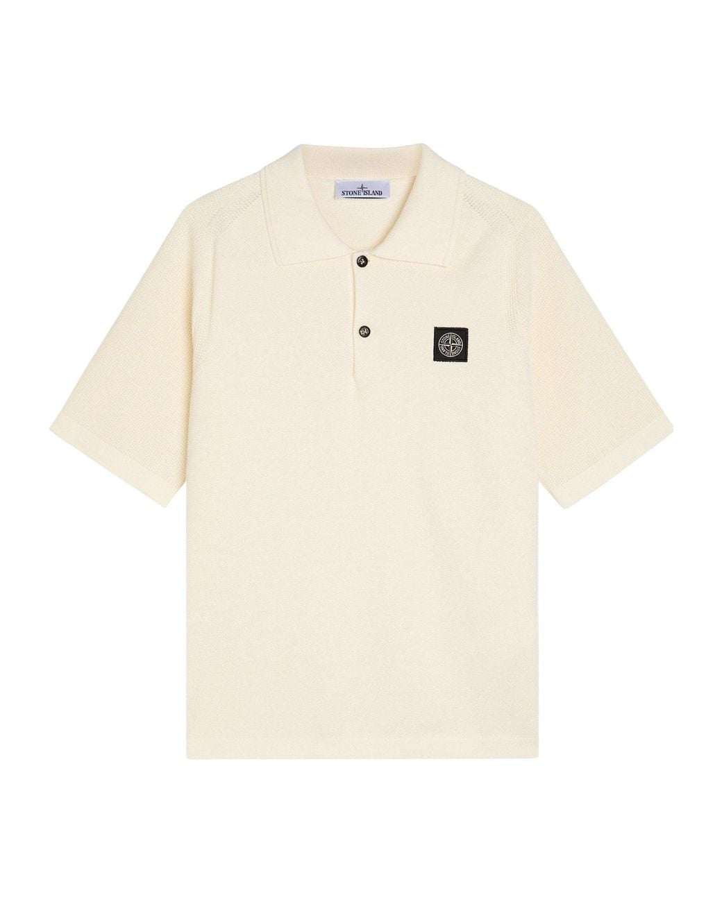 Stone Island White Short-Sleeved Polo Shirt for men