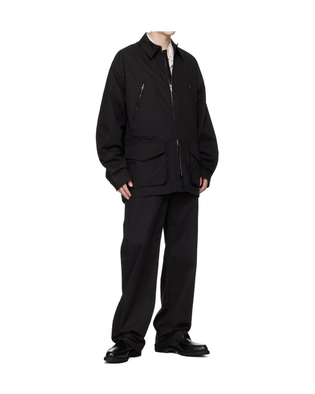 Rier Black Casual Pants With Belt Loops for men