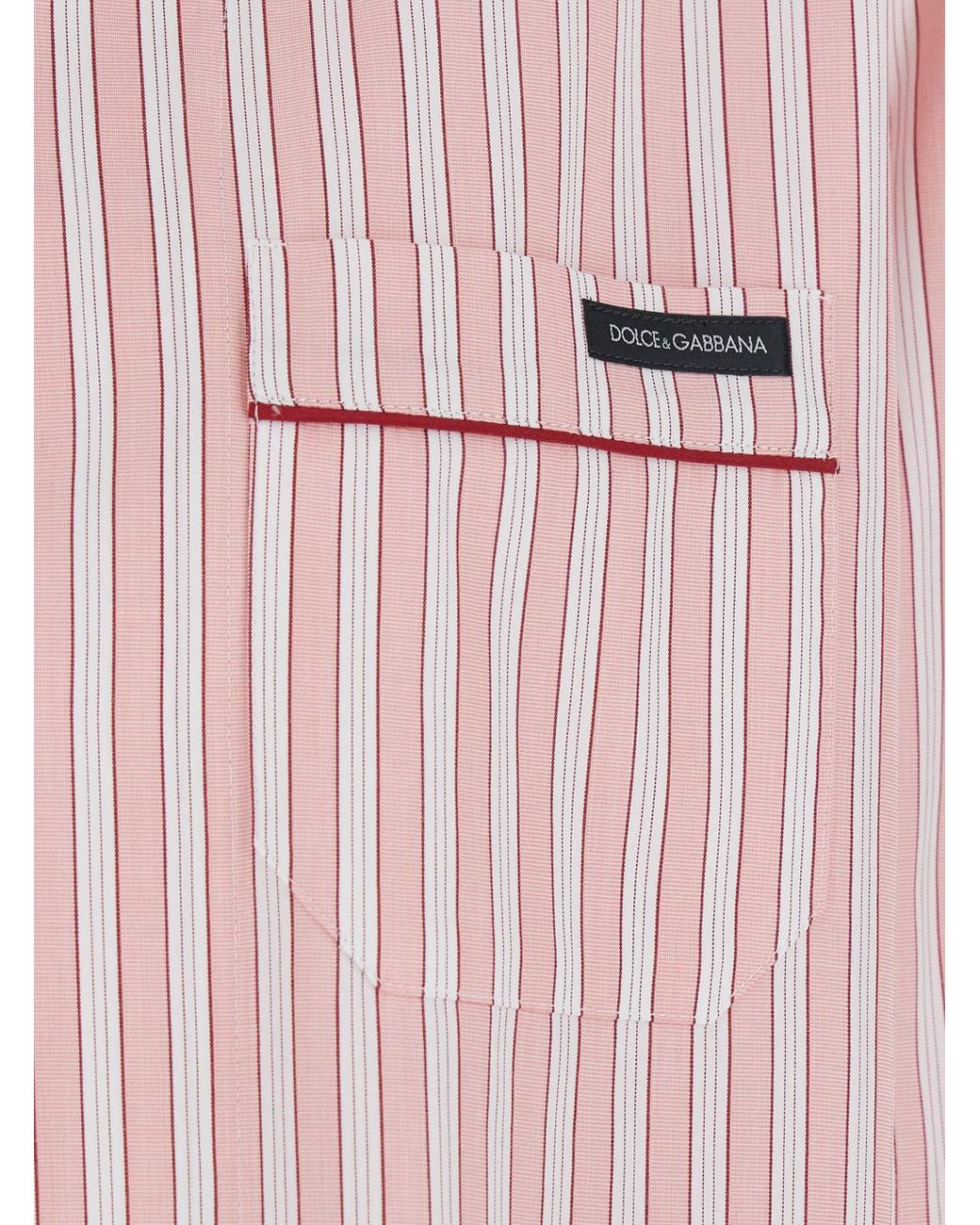 Dolce & Gabbana Pink Cotton-Silk Stripe Shirt