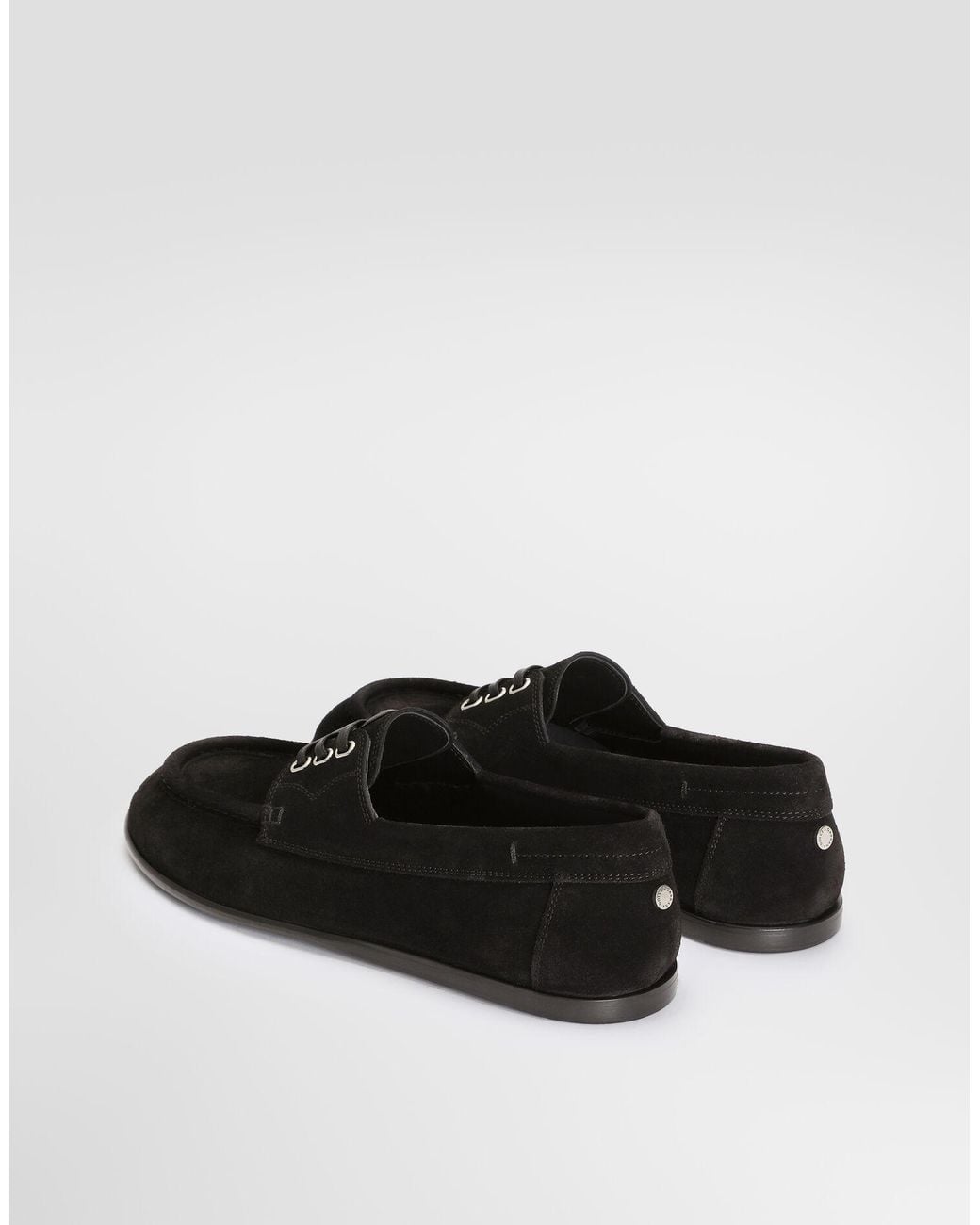 Dolce & Gabbana Black Dolce Gabbana Round Toe Lace-Up Derby Shoes for men