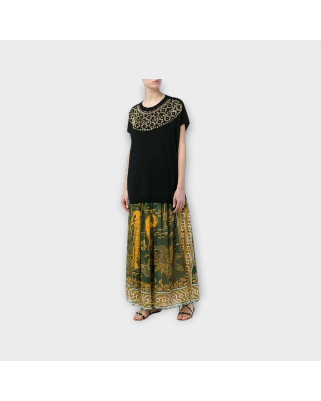 Valentino Green Patterned Skirt