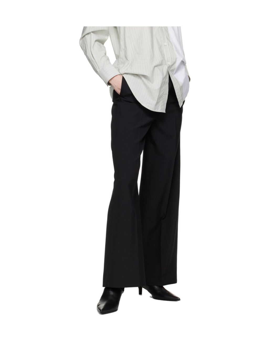 MM6 by Maison Margiela Black Off-Centre Wide-Leg Trousers