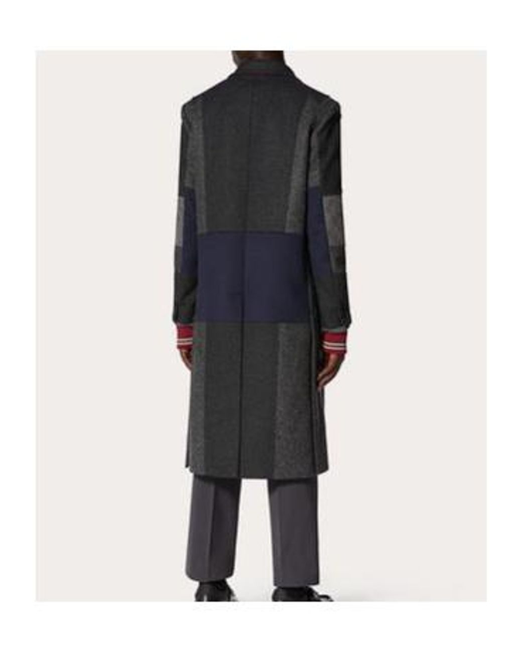 Valentino Blue Patchwork Single-Breasted Coat for men