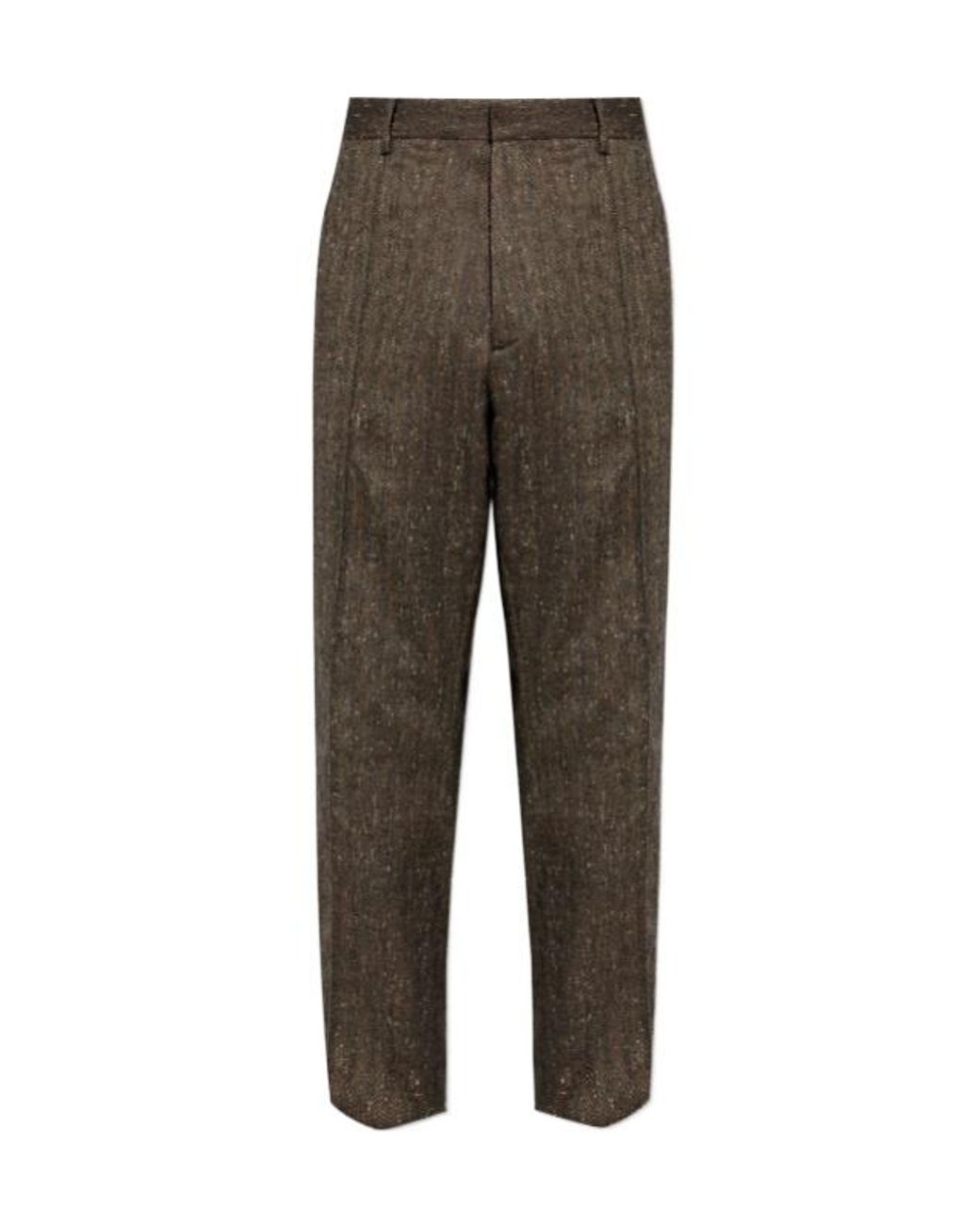 DSquared² Gray Herringbone Pattern Straight-Leg Trousers for men