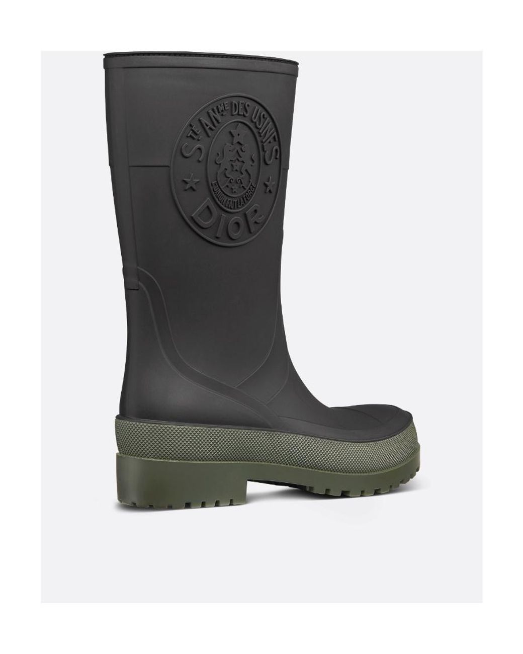 Dior Black Logo Embossed Round Toe Rain Boots