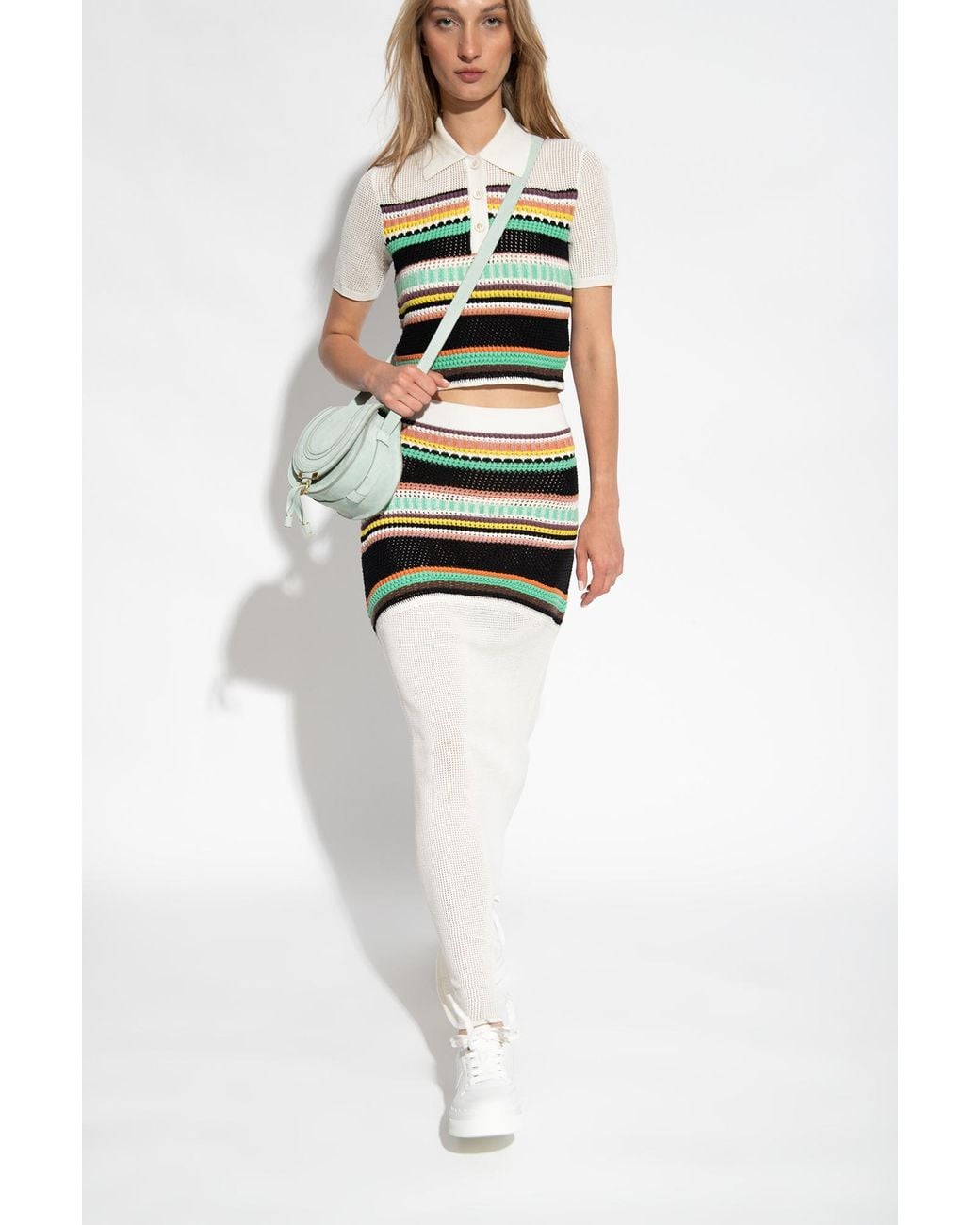 Chloé White Lace-Up Leather Sneakers
