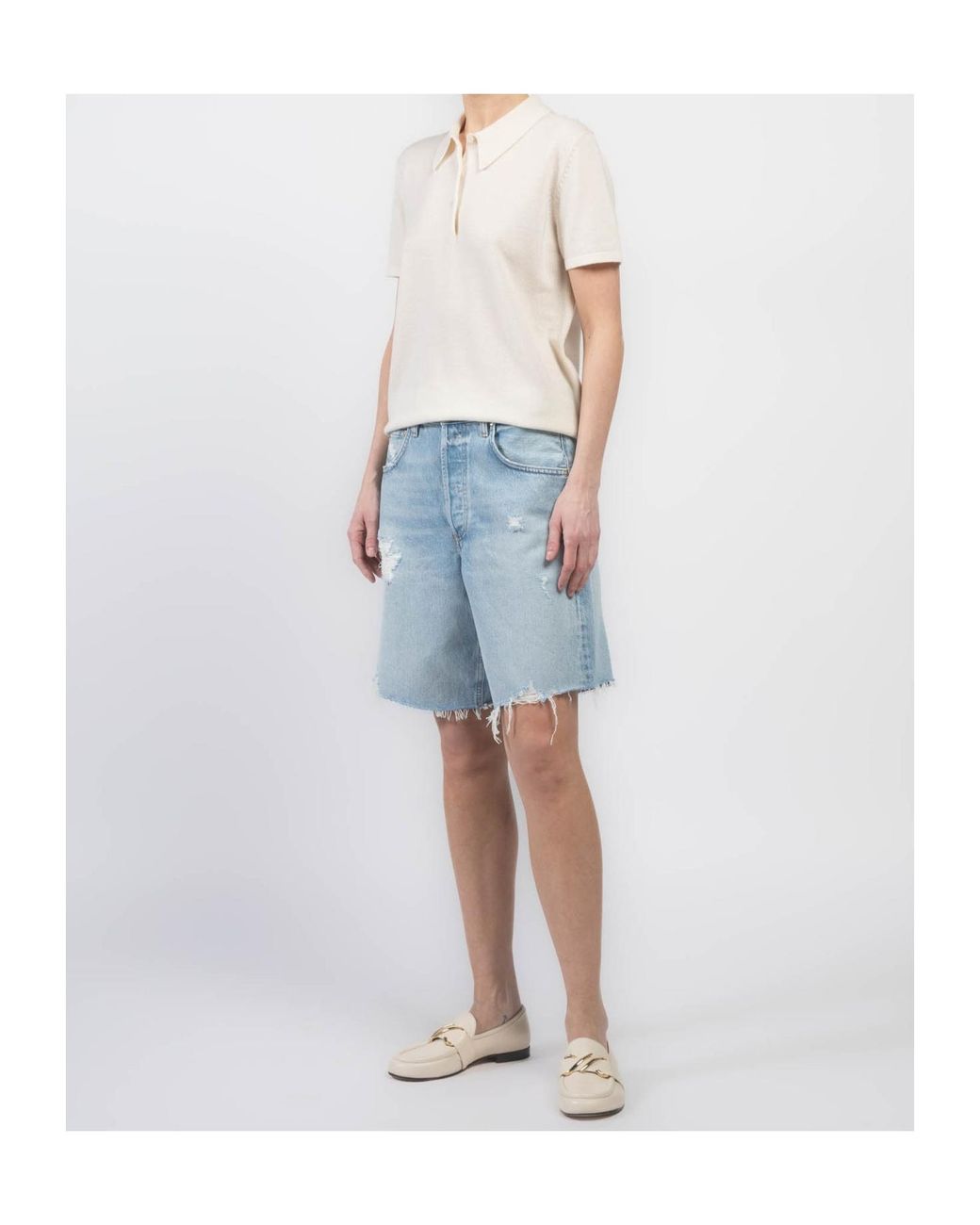 Citizens of Humanity Blue Distressed Denim Shorts