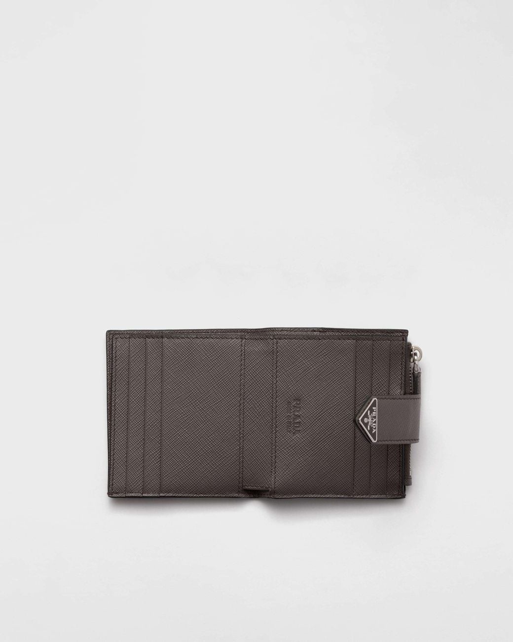Prada Gray Saffiano Leather Card Holder for men