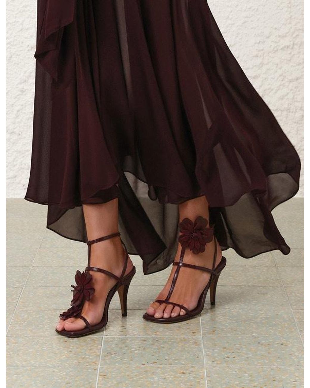 Zimmermann Brown Nappa Leather High-Heeled Sandals
