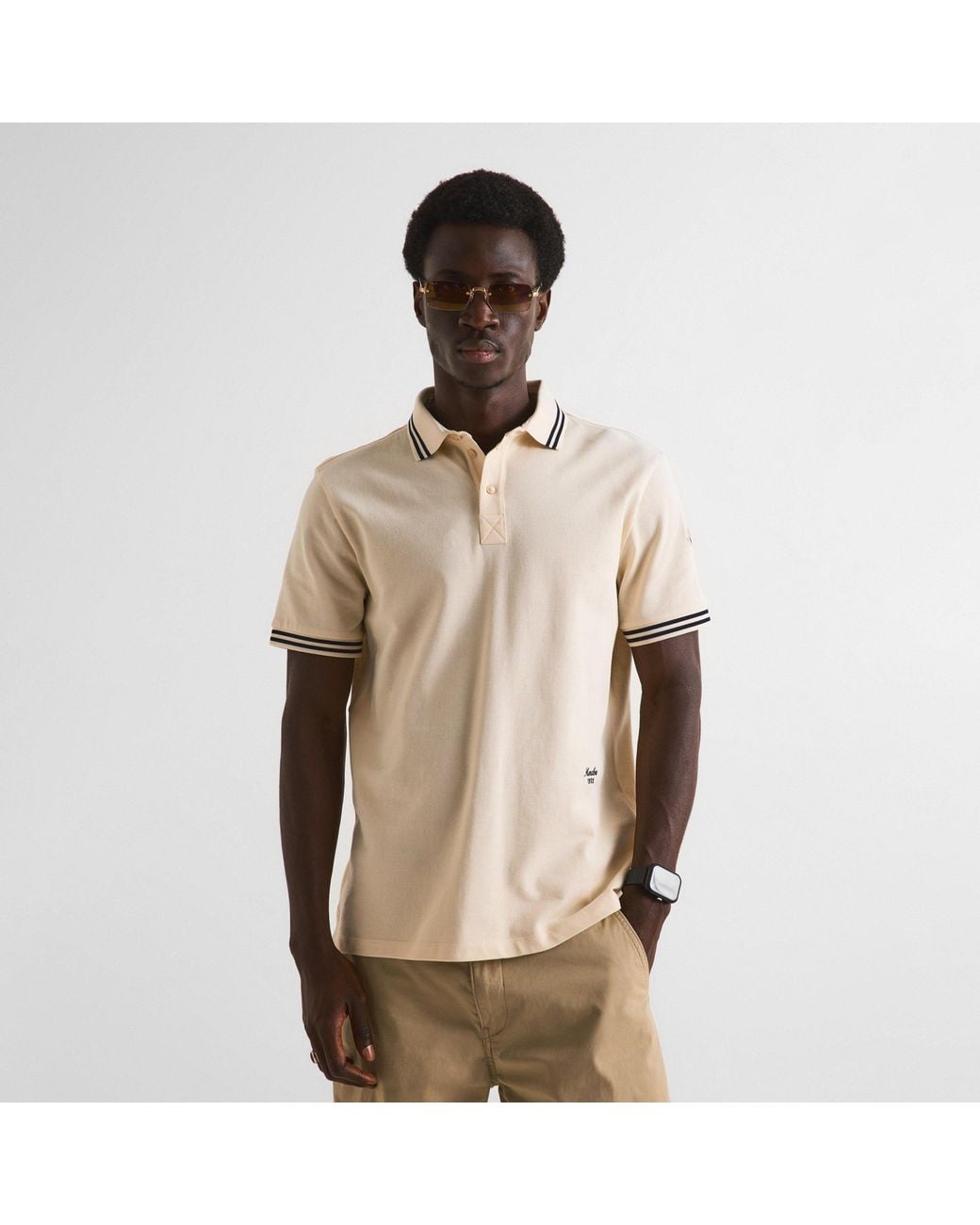 Moncler Natural Shortsleeve Polo Shirt for men