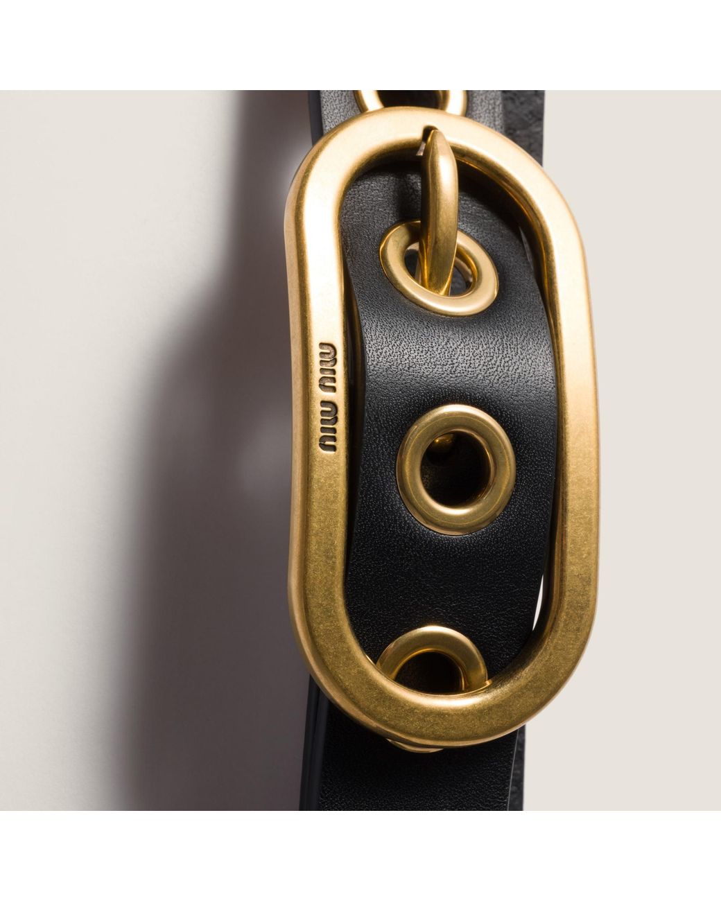 Miu Miu Black Logo-Engraved Buckle Belt