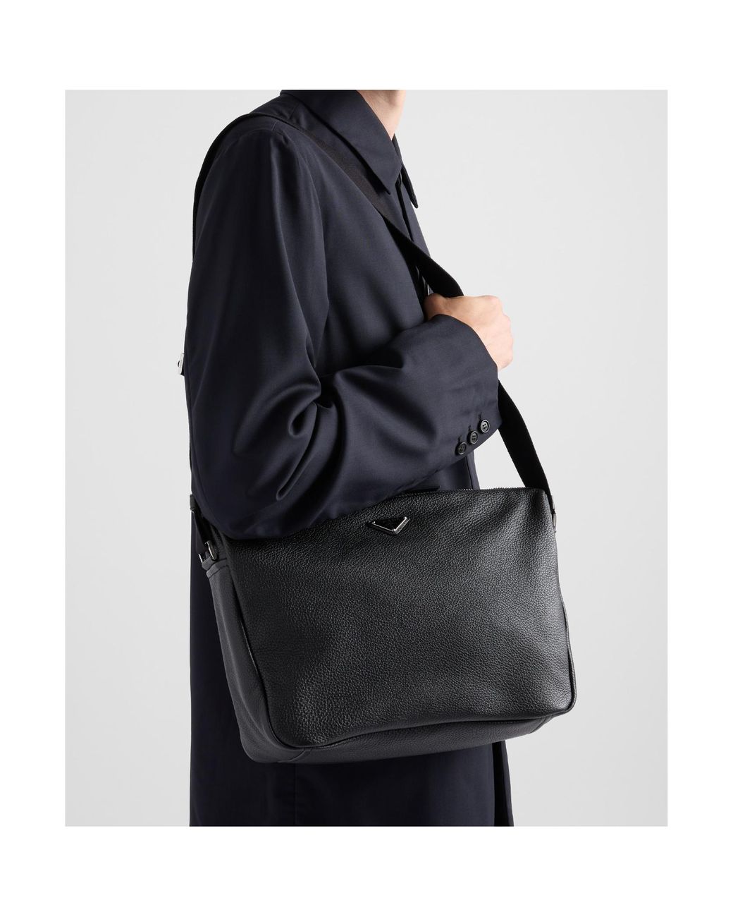 Prada Black Saffiano Leather Shoulder Bag for men