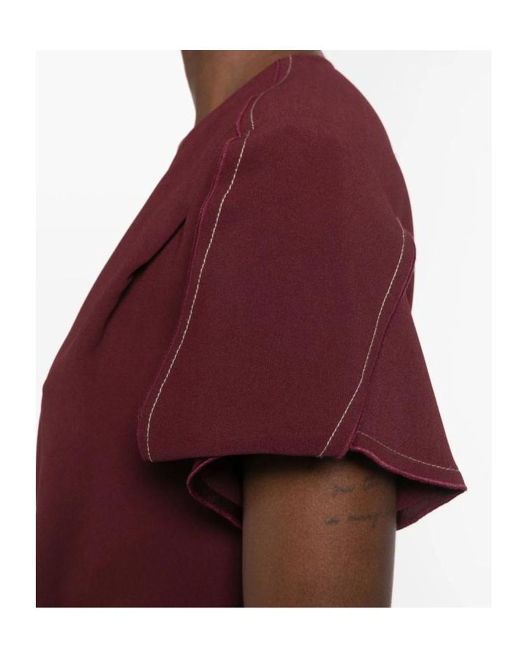 Victoria Beckham Red V-Neck Twist Detailed Midi Dress