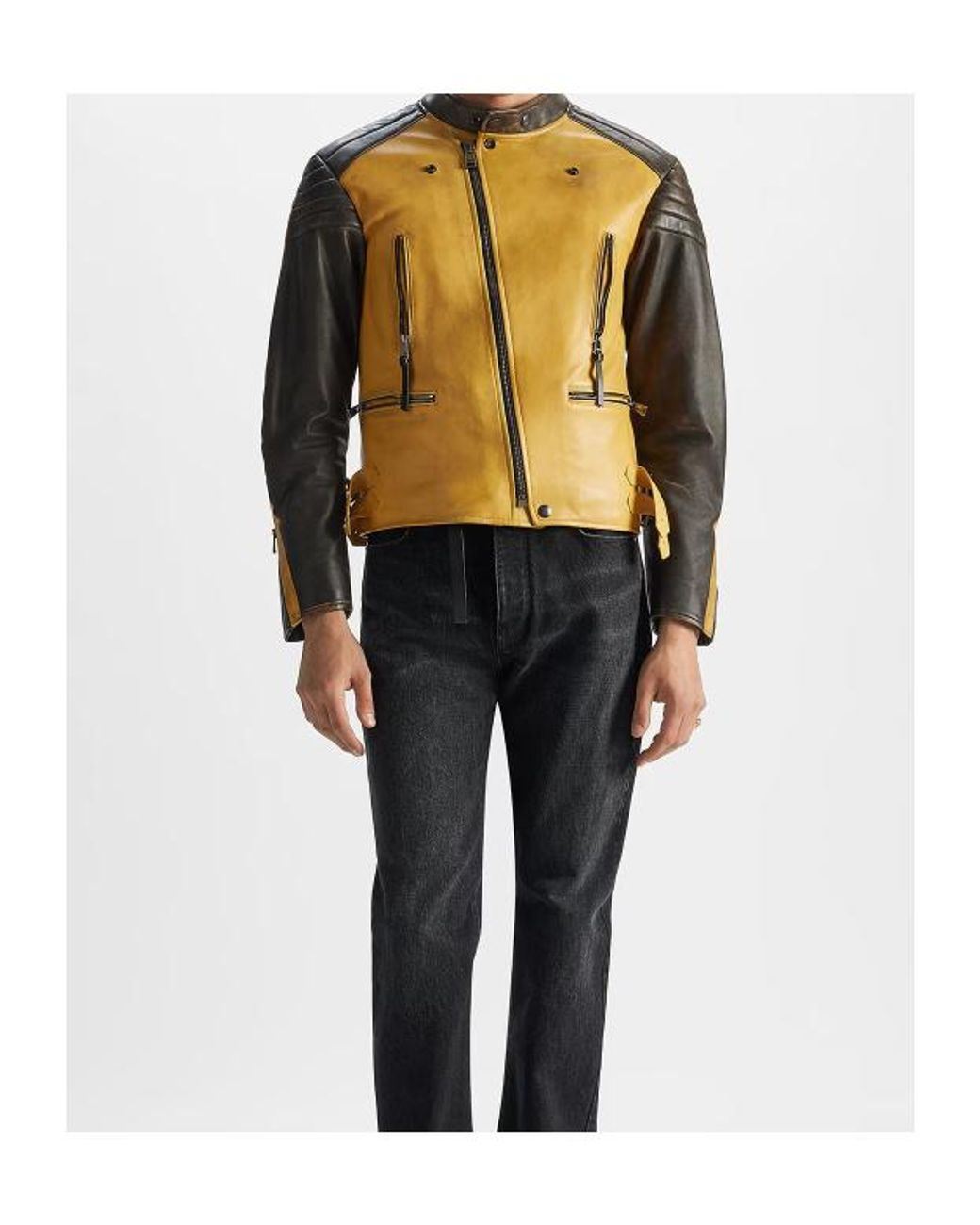 Fendi Yellow And Nappa Leather Jacket for men