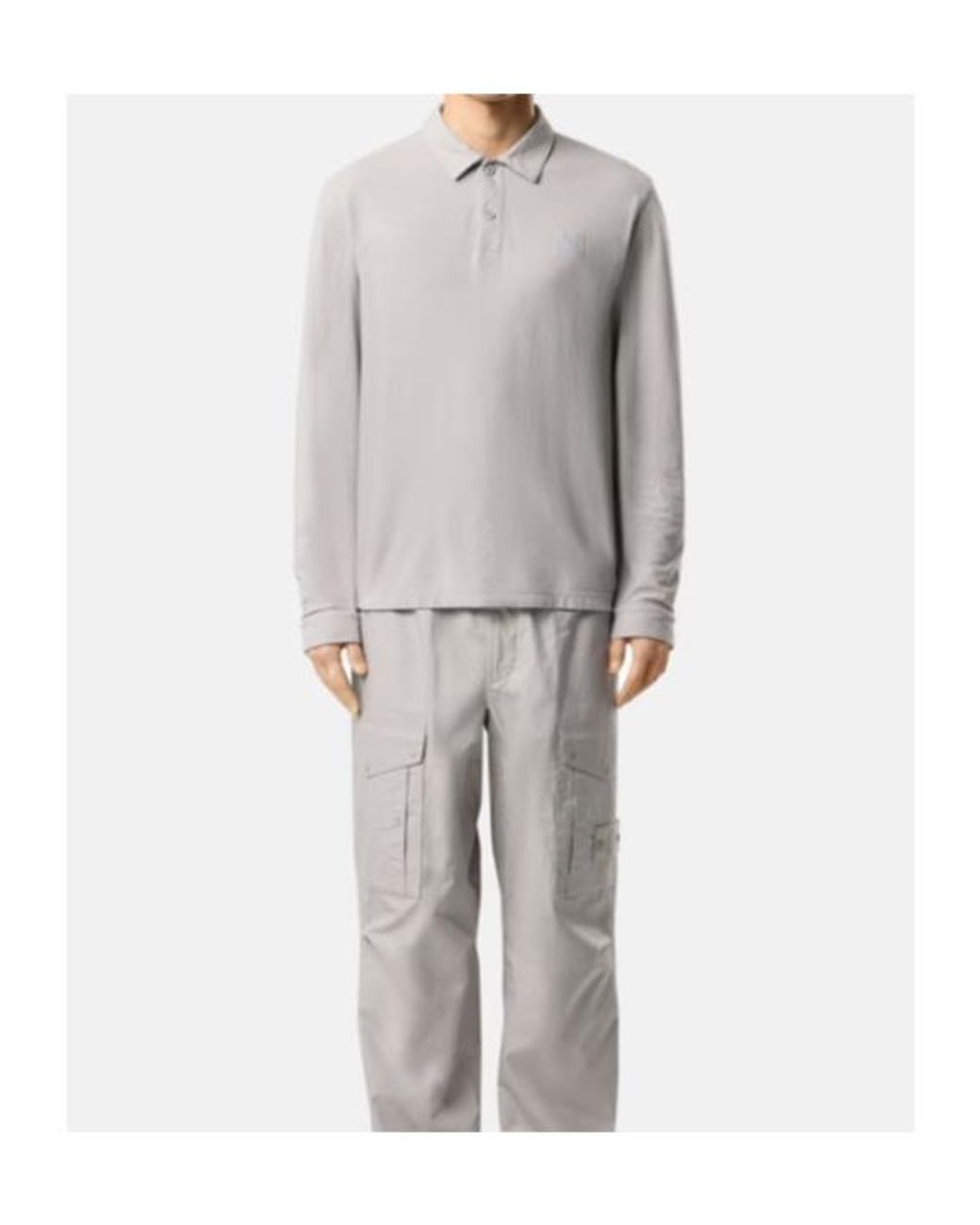 Stone Island White Slim-Fit Long-Sleeve Polo With Tonal Compass Patch for men