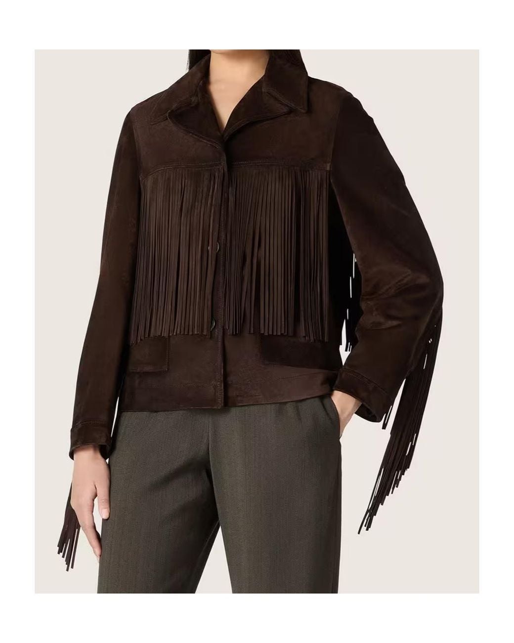 Golden Goose Deluxe Brand Brown Journey Jacket With Fringes