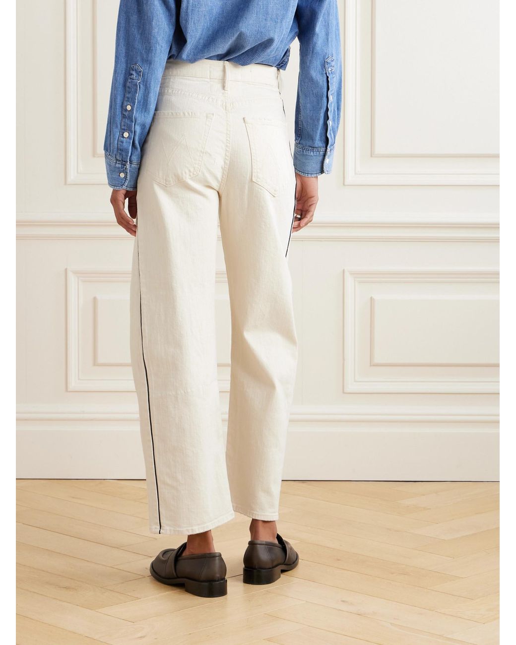 Mother White High-Waisted Loose Jeans