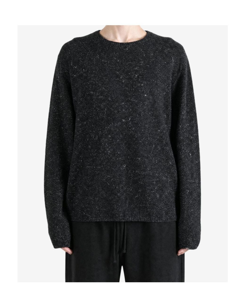 Auralee Black Flecked-Knit Crew-Neck Sweater for men