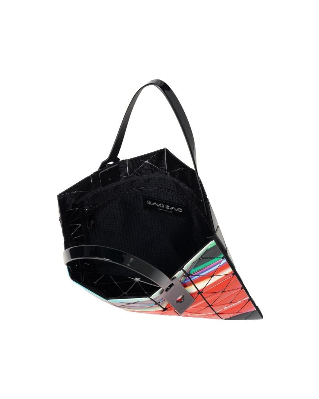 Issey Miyake Red Warp Geometric-Panel Tote Bag