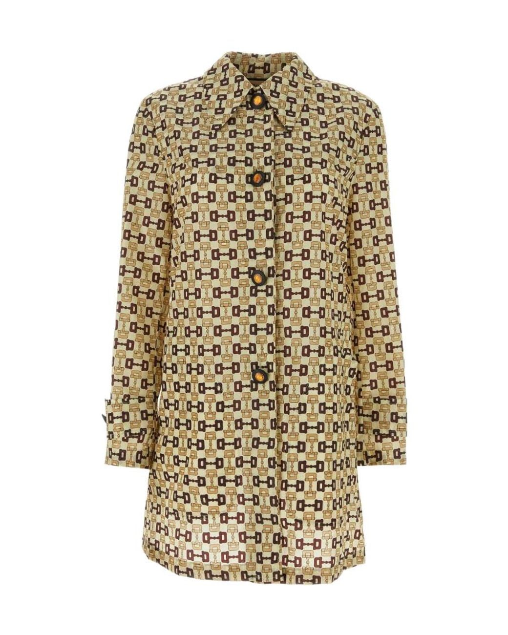 Gucci Metallic Graphic Printed Mid-Length Coat
