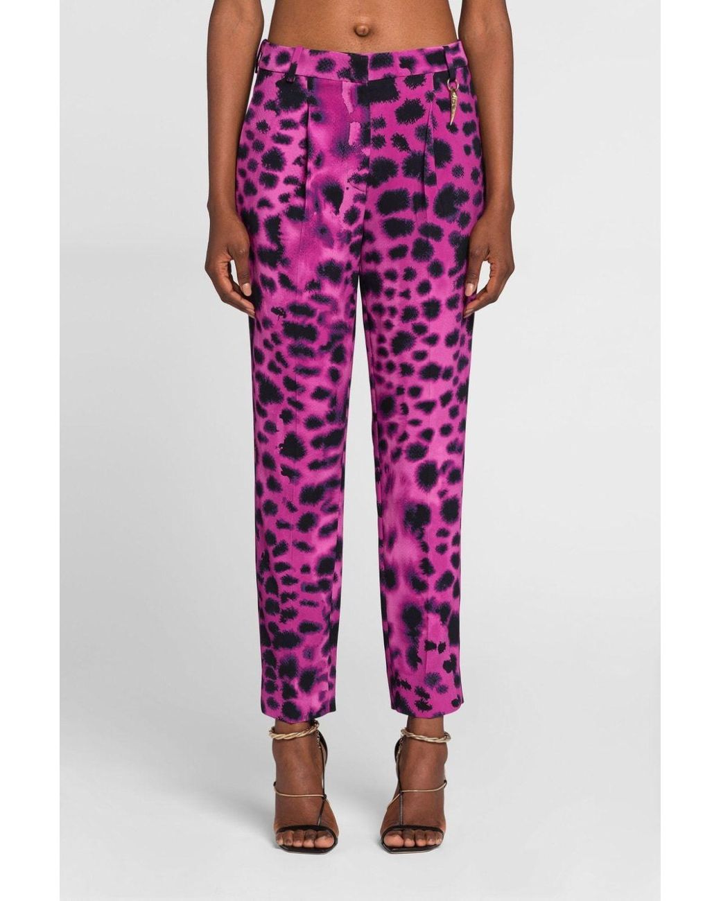 Roberto Cavalli Purple Pattern Printed Straight Pants