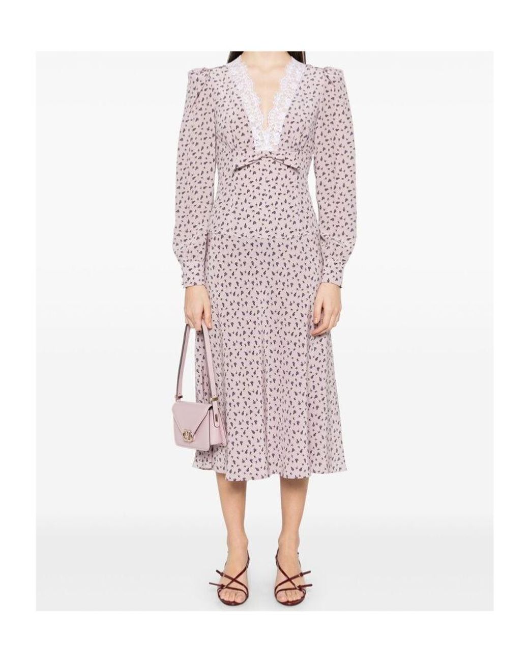 Alessandra Rich Purple Small Rose Print Dress