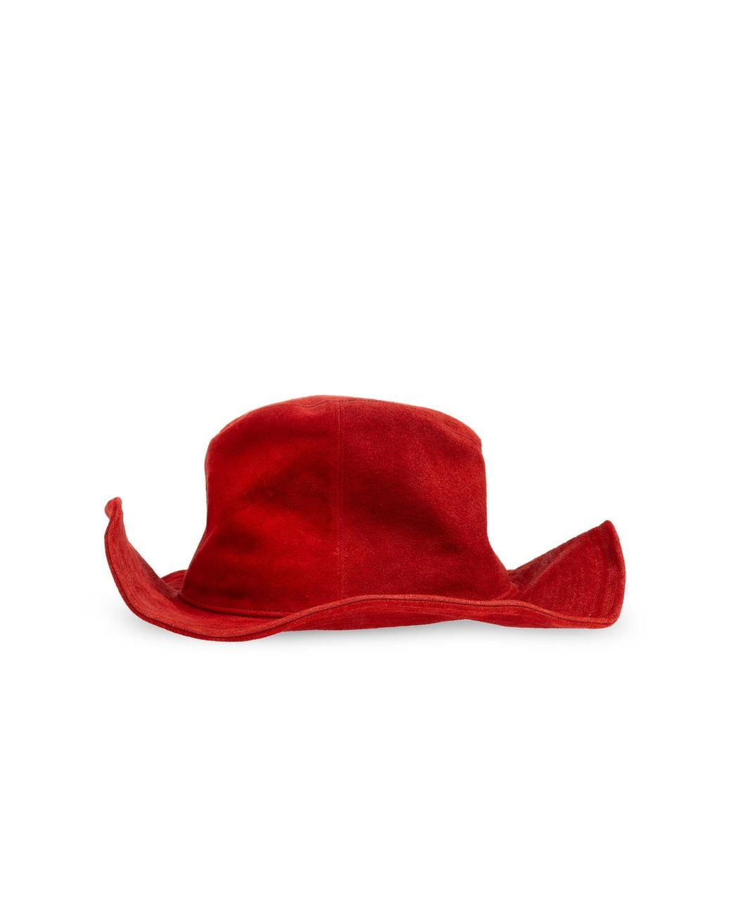 Yohji Yamamoto Red Wide-Brim Suede Hat for men