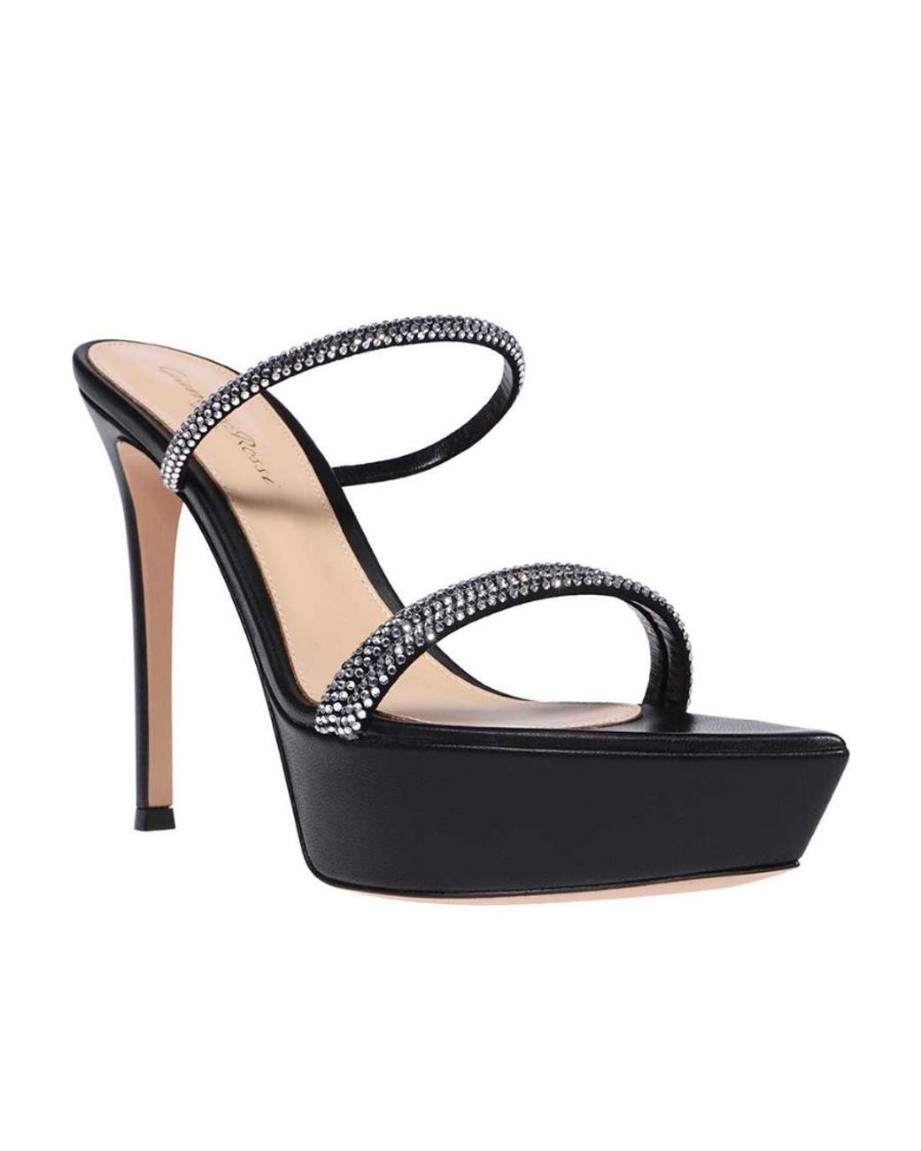 Gianvito Rossi Black Canne Embellished Platform Sandals